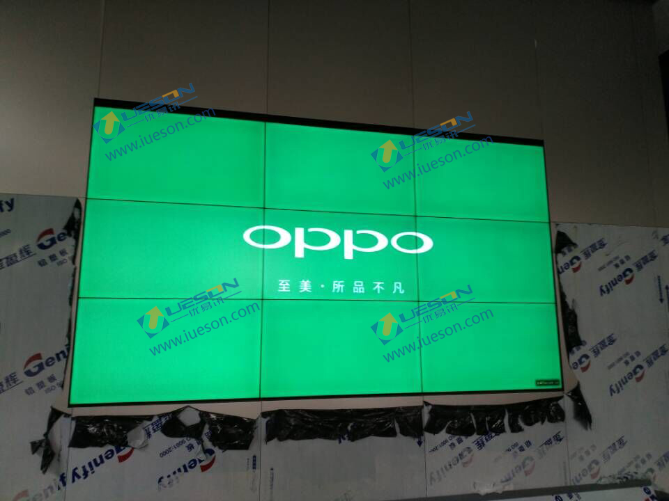 优易讯：福建福州宝龙广场OPPO专卖店55寸3.5mm液晶拼接屏3x3